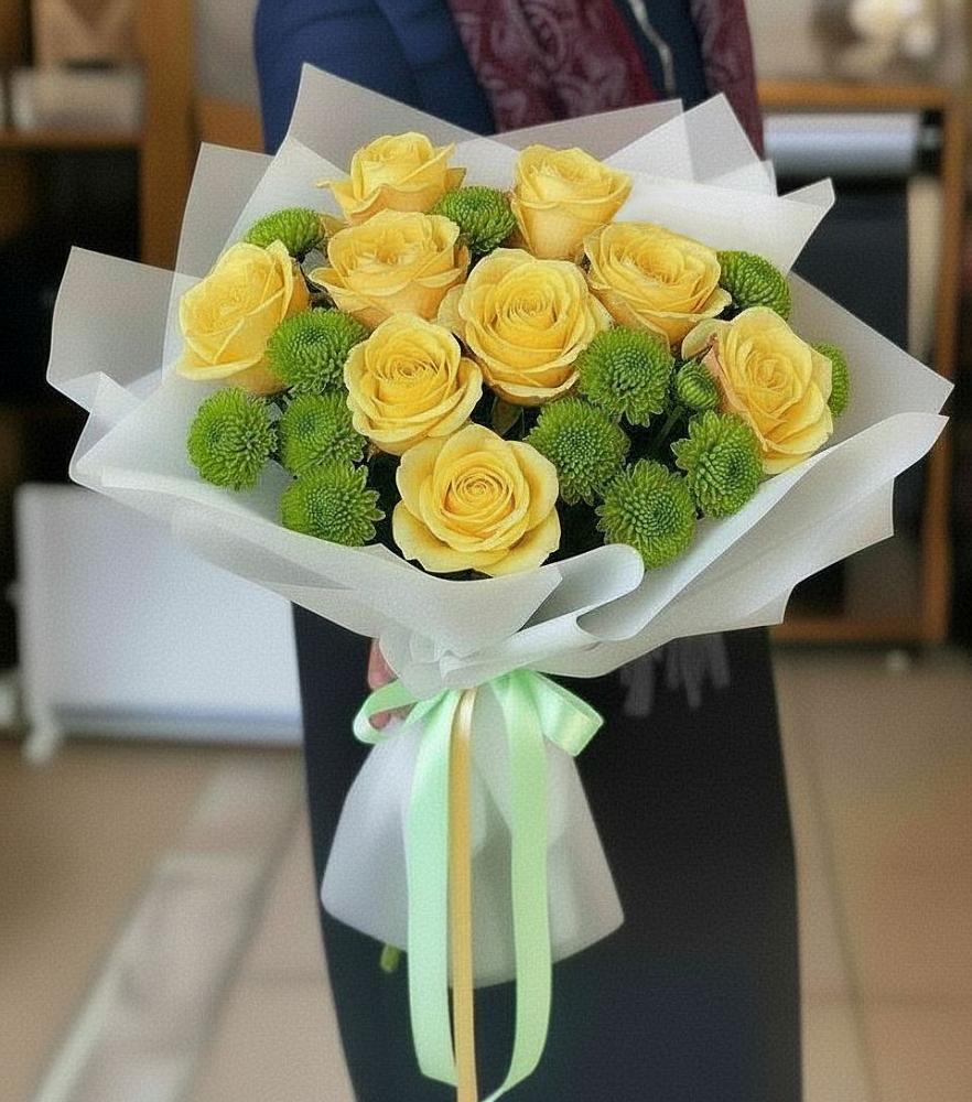 Букет цветов из: Хризантемы и Розы в Калининграде