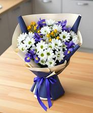 Букет цветов из:  Розы, Ирисы и Хризантемы #REPLACE_PRED# Калининграде