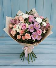 Букет цветов из:  Хризантемы, Розы и Альстромерии #REPLACE_PRED# Калининграде