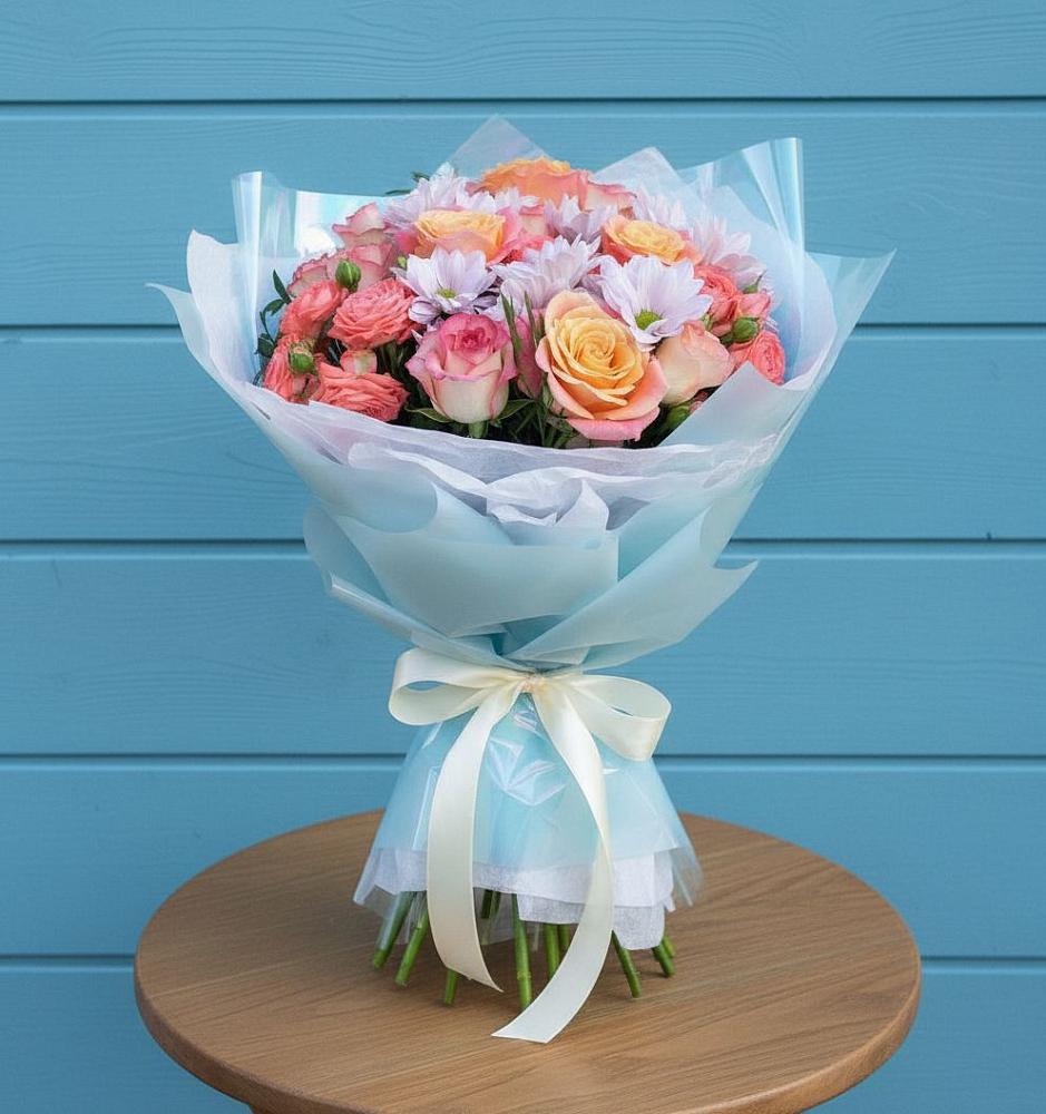 Букет цветов из: Хризантемы и Розы в Калининграде